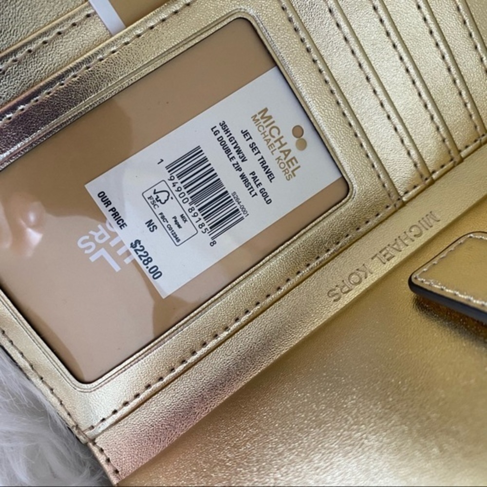 New Michael Kors jet set travel double zipper wallet wristlet - Picture 7 of 8